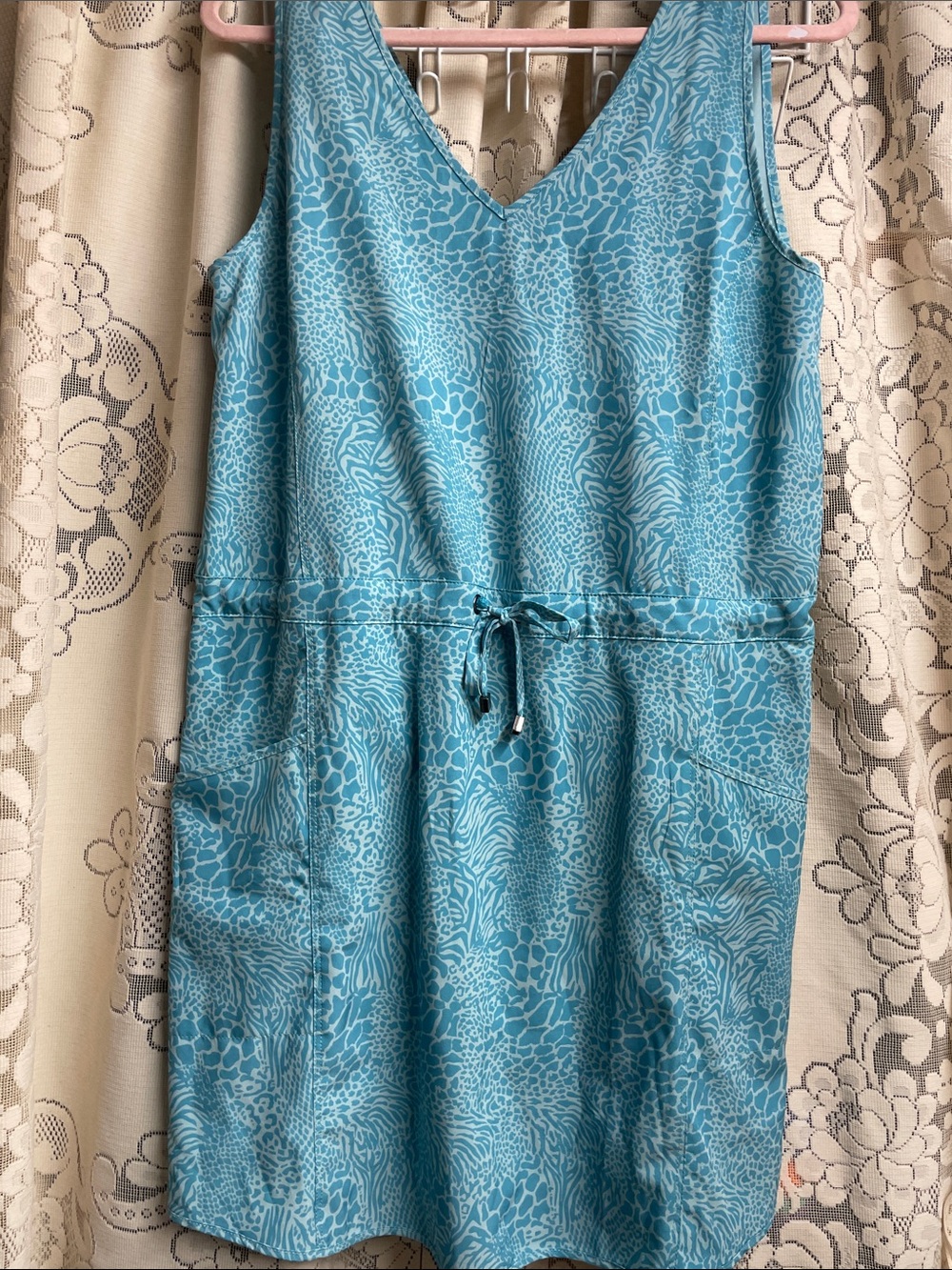 Kyodan Blue Patterned Sleeveless Mini Dress with Underpants Size Medium